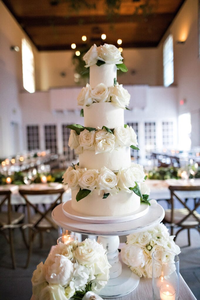 A tall wedding cake