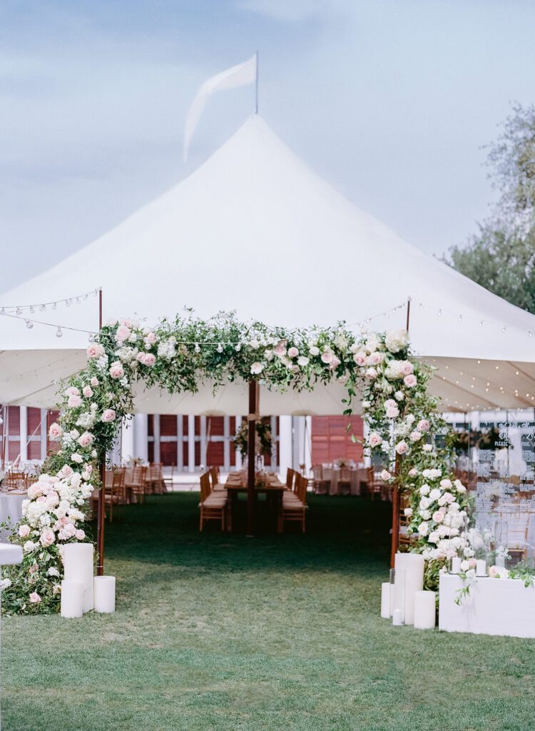 An outdoor venue with a tent