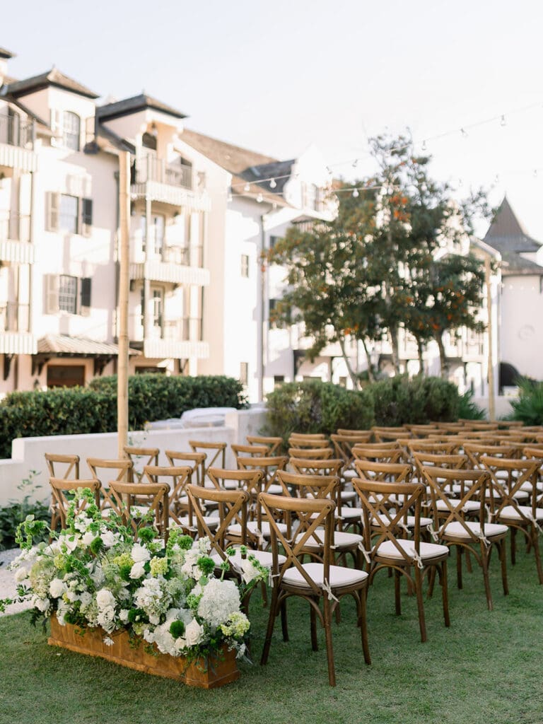 Floral arrangement at the wedding venue