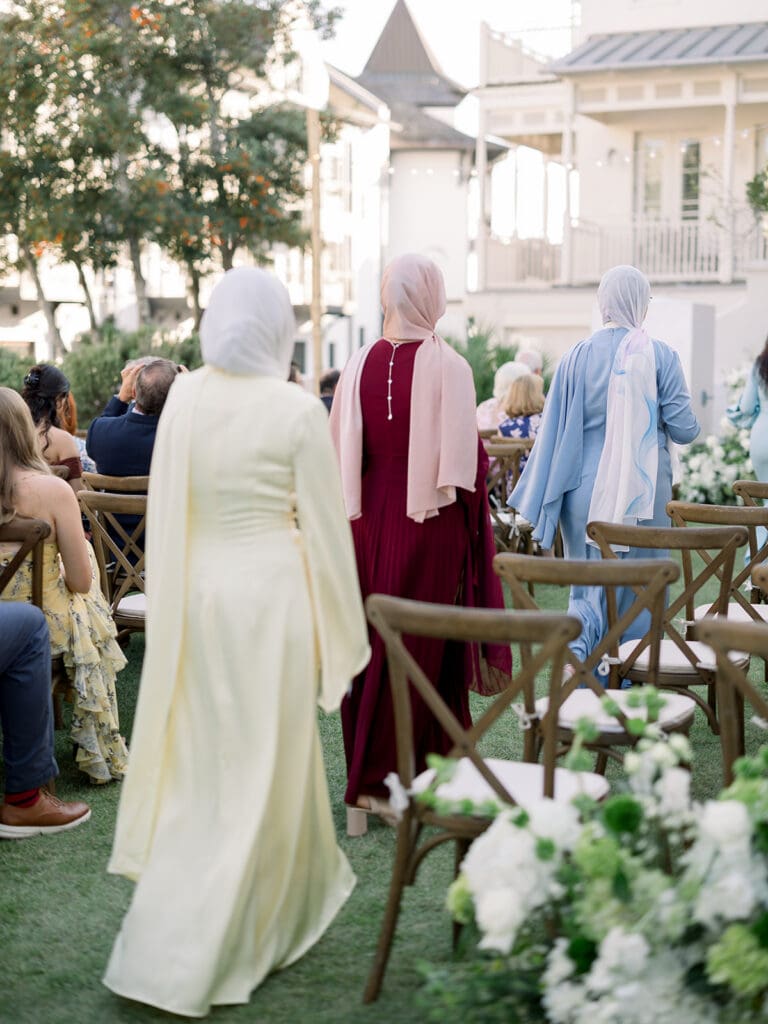 Guests arriving in elegant attire