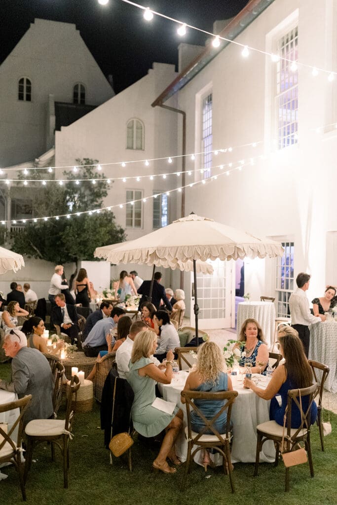 Guests enjoying a lively outdoor reception