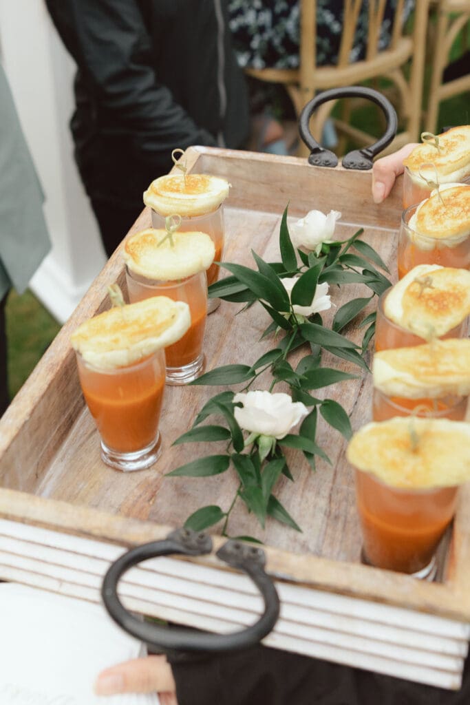 Tray of cocktails with garnishes