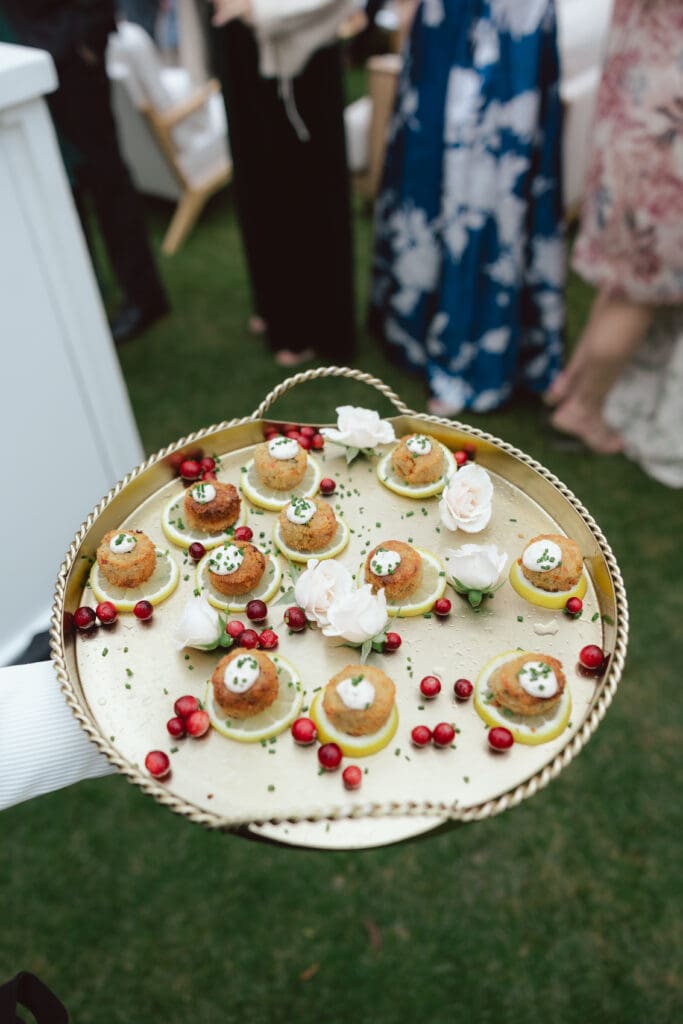 Appetizers served on a decorative tray