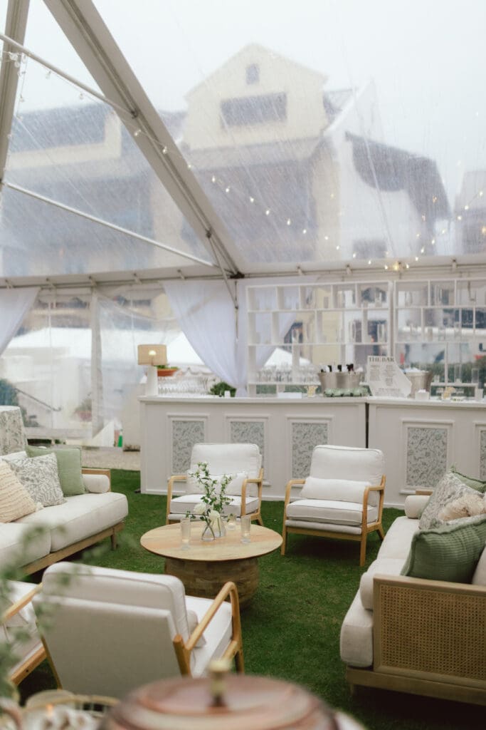 Charming reception area with greenery