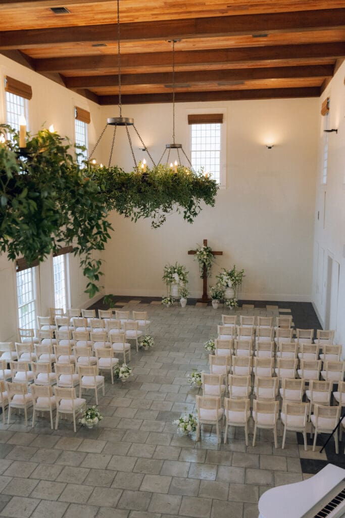 Wedding ceremony setup with chairs
