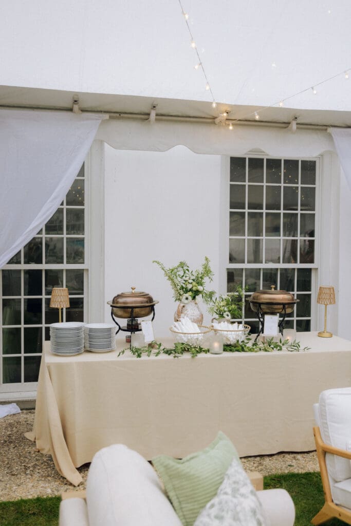 Decorative buffet setup with greenery